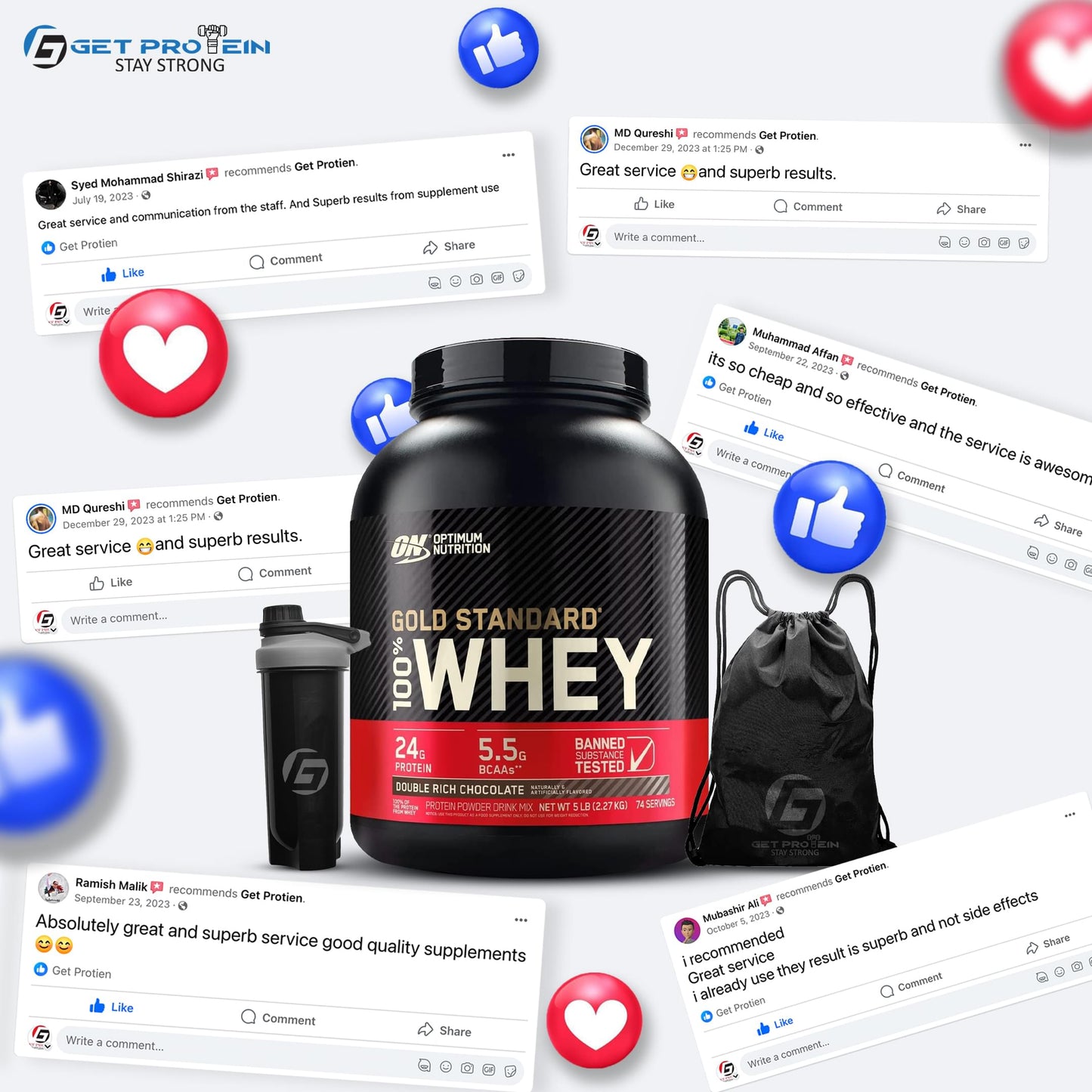 Optimum Nutrition Whey Protien Big Box With Package.